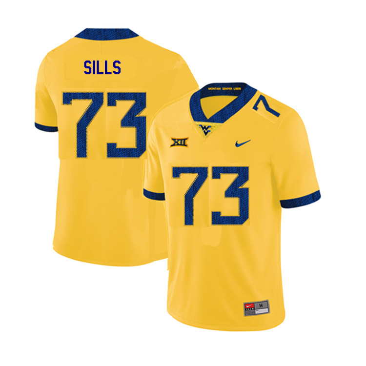 NCAA Men's Josh Sills West Virginia Mountaineers Yellow #73 Nike Stitched Football College 2019 Authentic Jersey LP23W78SX